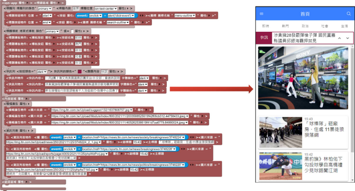 Figure 2 Use no code technology to develop news apps